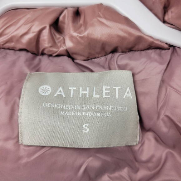 Athleta Womens Down Puffer Vest Hooded Rose Mauve Size‎ Small Lightweight Hiking - Picture 7 of 16